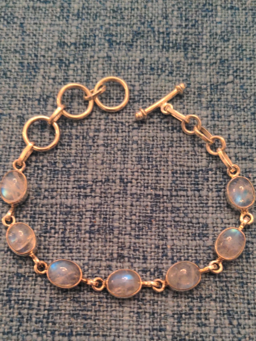 New Sterling Silver Moonstone Bracelet, Adjustable From 6-7 1/2" Dainty - Picture 3 of 6
